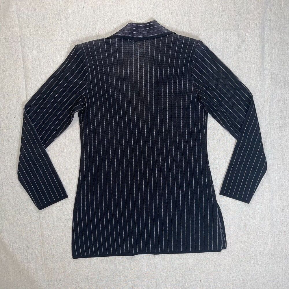 Exclusively Misook | Vintage Black & White Pinstripe Stretch Knit Blazer | XS - Picture 2 of 8